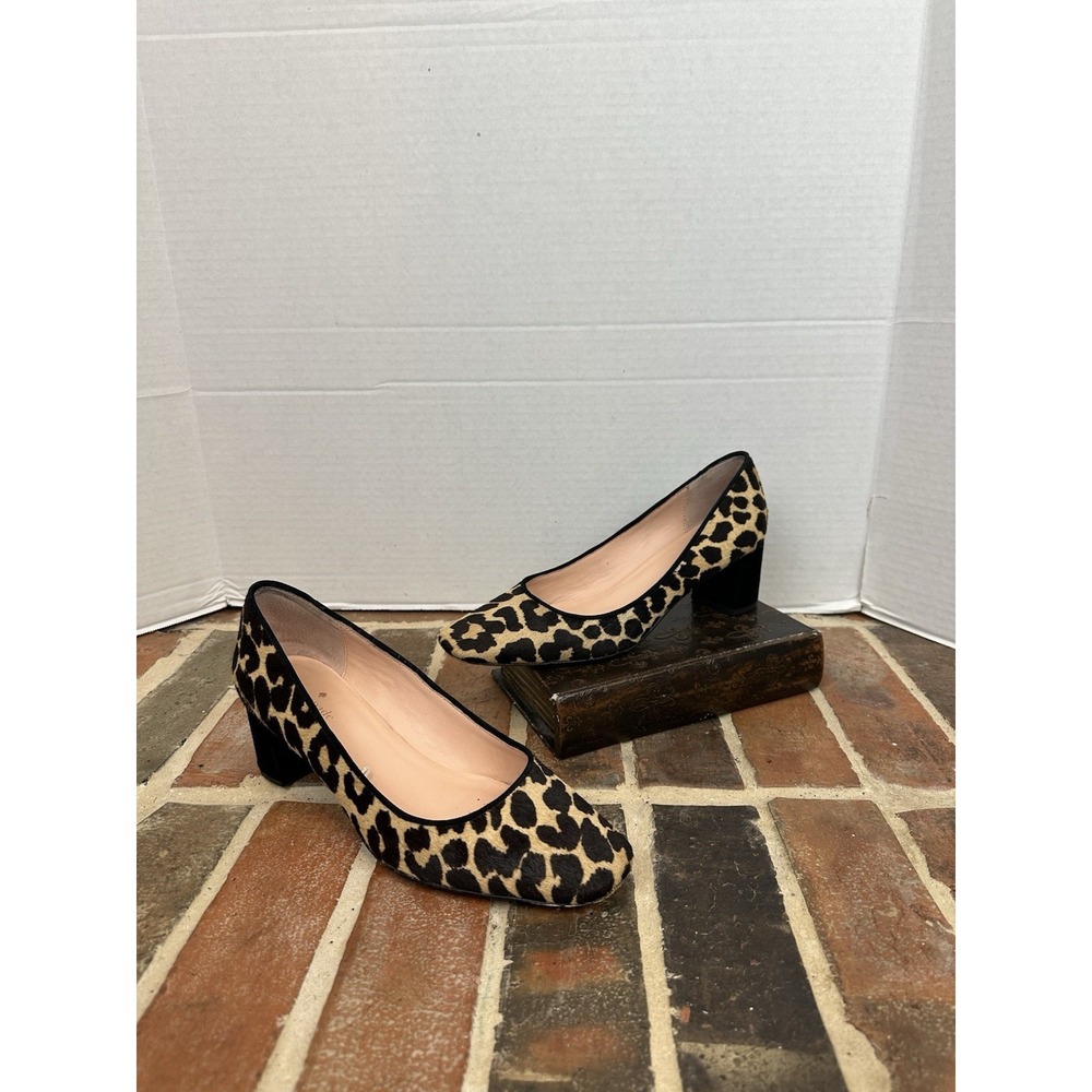 Kate Spade Cow Fur Pumps Cheetah Print Brown Black Leather Heels Women's 10